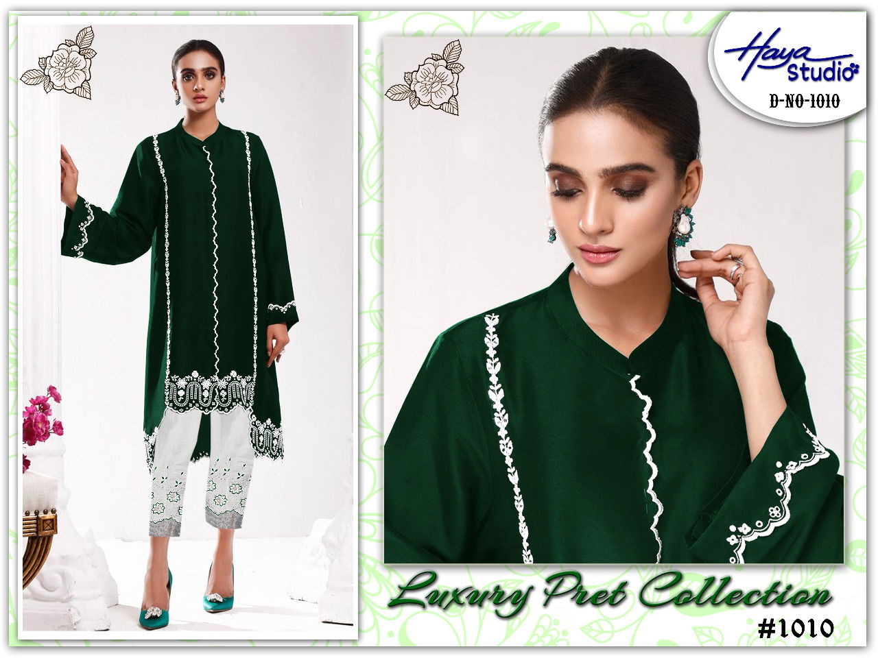 Haya Studio 1010Stylish Party Wear Heavy Georgette Top With Bottom Collection